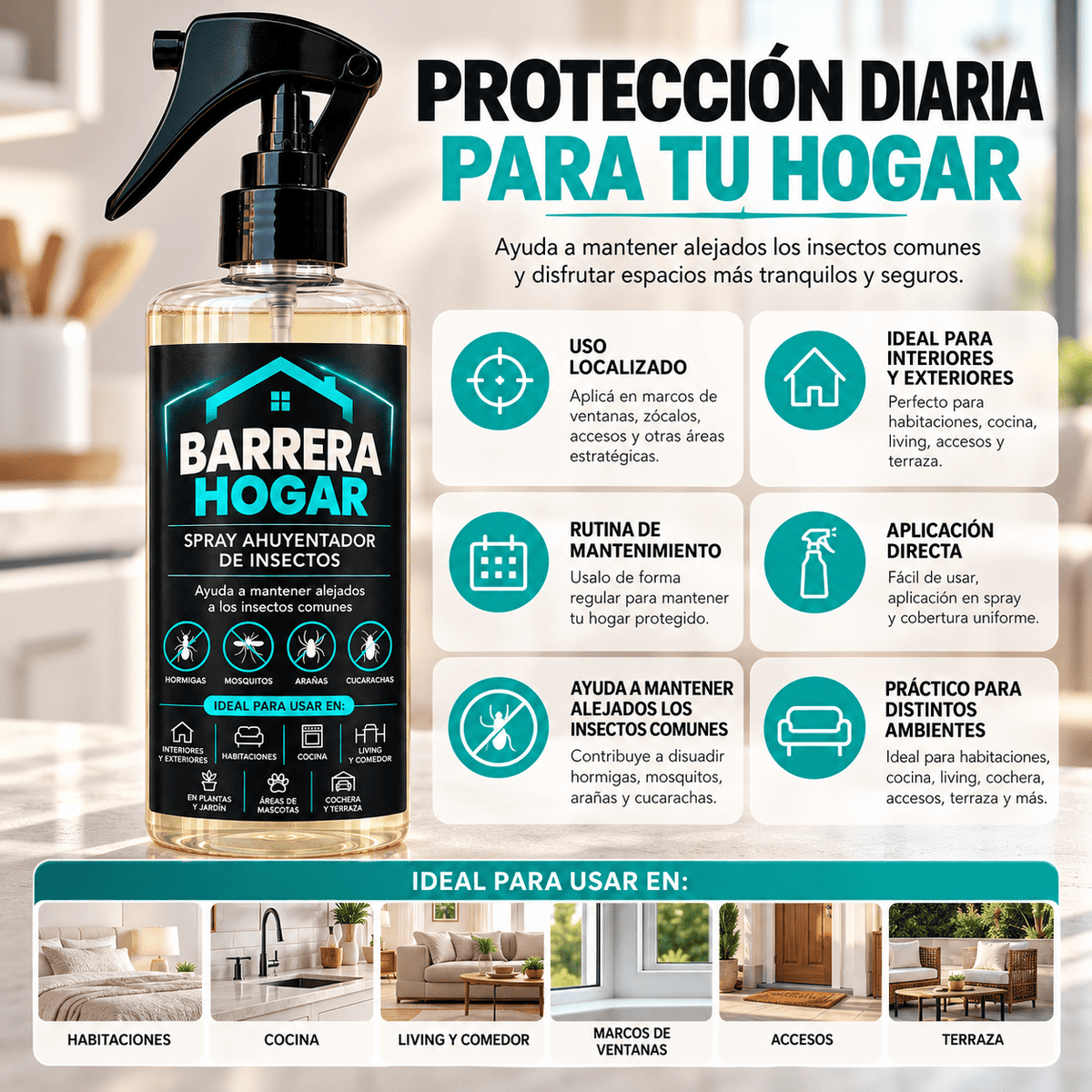 Barrera Hogar – Protección Repelente contra Cucarachas e Insectos